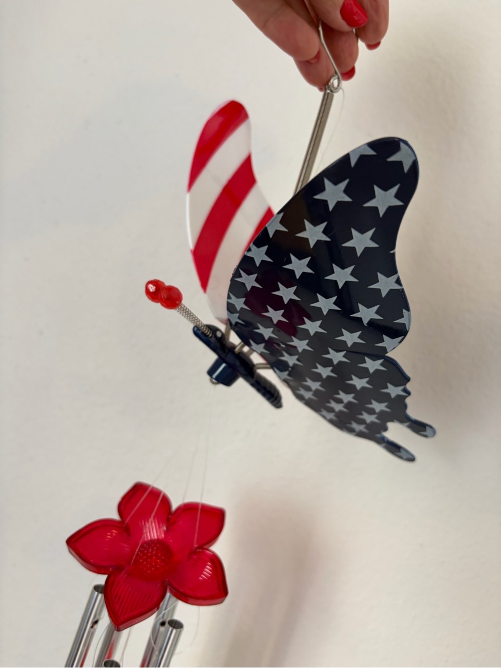 Patriotic Butterfly Wind Chime - Red, White & Blue